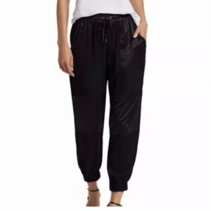 Women’s Black Silk Jogger Pants - Lightweight Pull-On